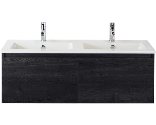 Doppelwaschbecken mit Unterschrank Sanox FROZEN BxHxT 121x42x46 cm Frontfarbe black oak 75734949