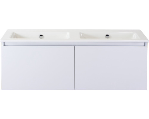 Lavabo double avec meuble bas Sanox FROZEN lxhxp 121x42x46 cm couleur de façade blanc 75735001