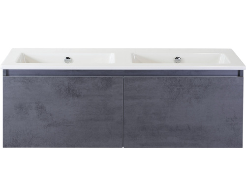 Ensemble de meubles de salle de bains Sanox Frozen couleur de façade anthracite béton lxhxp 121 x 42 x 46 cm avec lavabo en céramique sans trou de robinetterie