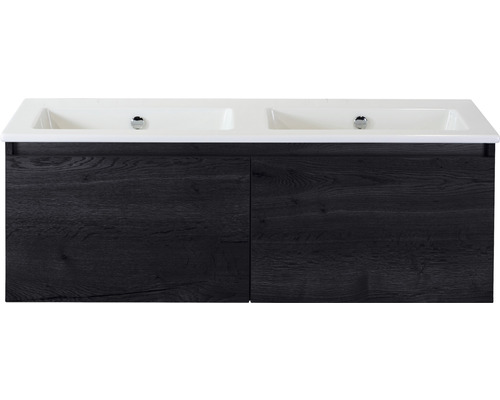 Ensemble de meubles de salle de bains Sanox Frozen couleur de façade black oak lxhxp 121 x 42 x 46 cm avec lavabo en céramique sans trou de robinetterie