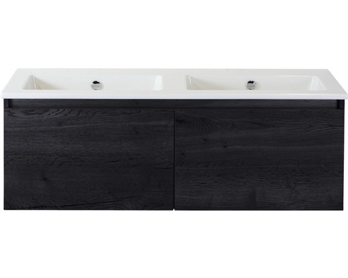 Doppelwaschbecken mit Unterschrank Sanox FROZEN BxHxT 121x42x46 cm Frontfarbe black oak 75735049