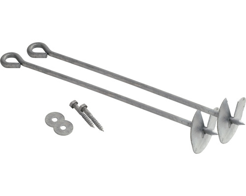 Deux piquets de terre avec vis et rondelles