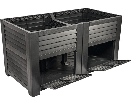 Composteur en plastique avec fentes d''aération et trappes de prélèvement