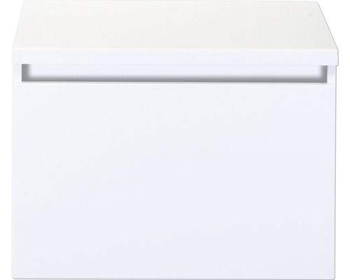 Meuble sous vasque Frozen 60 cm avec plan de lavabo blanc haute brillance