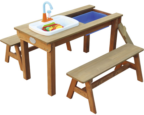 Ensemble de sièges pour enfants avec évier et bancs en bois