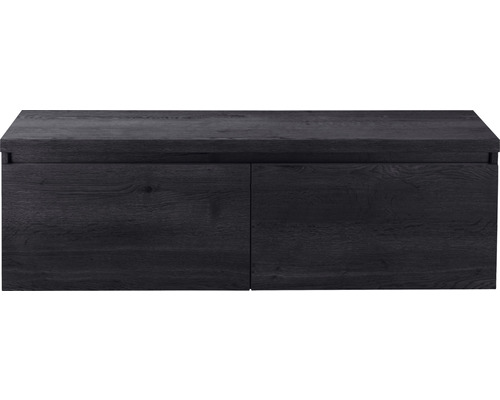 Meuble sous vasque Frozen 140 cm avec plan de lavabo black oak