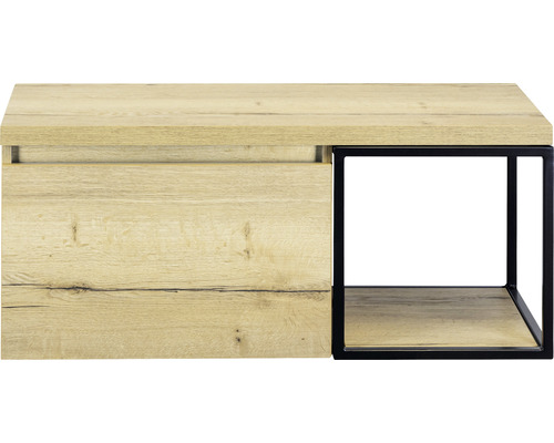 Meuble sous-vasque Sanox Frozen couleur de façade chêne nature étagère noir lxhxp 100,2 x 43,6 x 45 cm