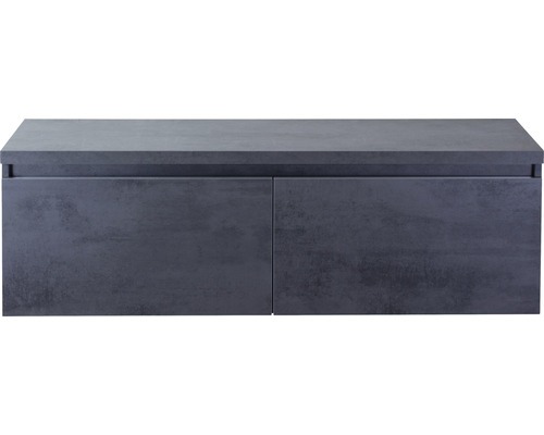 Meuble sous vasque Frozen 140 cm avec plan de lavabo béton anthracite