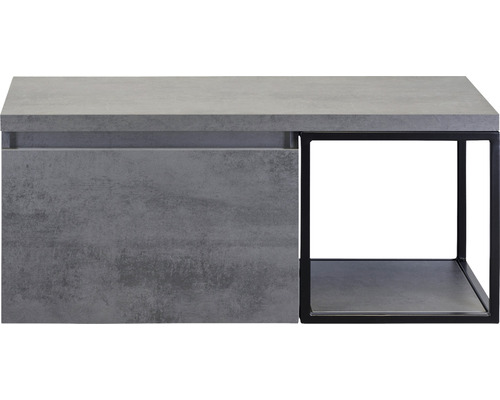 Meuble sous-vasque Sanox Frozen couleur de façade béton anthracite étagère noir lxhxp 100,2 x 43,6 x 45 cm