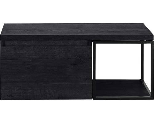 Meuble sous-vasque Sanox Frozen couleur de façade black oak étagère noir lxhxp 100,2 x 43,6 x 45 cm