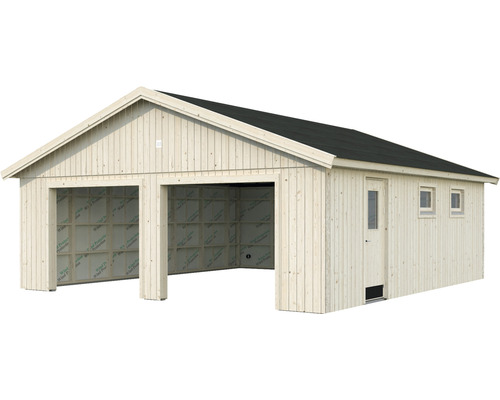 Garage double Palmako Andre 44,7 m² sans portail 665 x 739 cm naturel
