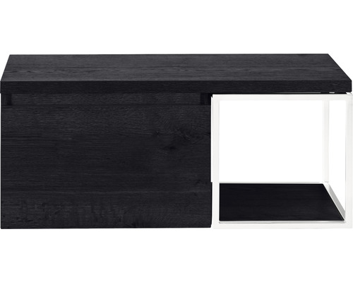 Meuble sous-vasque Sanox Frozen couleur de façade black oak étagère blanc lxhxp 100,2 x 43,6 x 45 cm