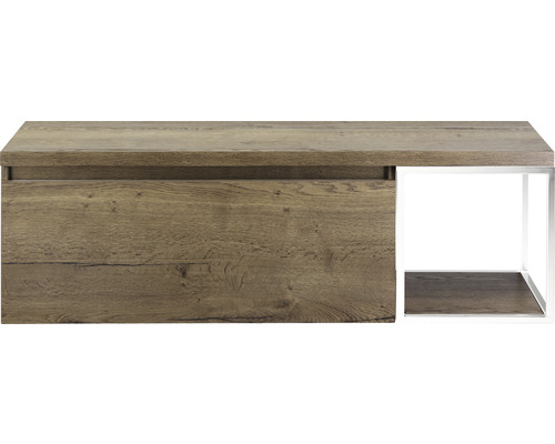 Waschtischunterschrank Sanox Frozen Frontfarbe tabacco BxHxT 140,2 x 43,6 x 45 cm Holzwaschtischunterschrank mit offenem Regal