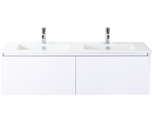 Doppelwaschbecken mit Unterschrank Sanox FROZEN BxHxT 141x42x46 cm Frontfarbe weiss 75735101