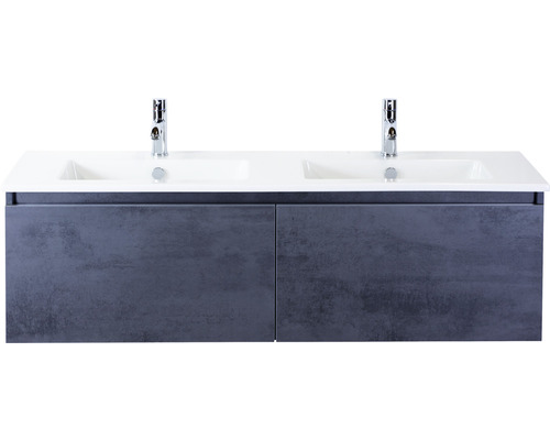 Lavabo avec meuble bas Sanox FROZEN lxhxp 141x42x46 cm couleur de façade béton anthracite 75735141