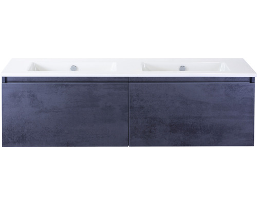 Ensemble de meubles de salle de bains Sanox Frozen couleur de façade anthracite béton lxhxp 141 x 42 x 46 cm avec lavabo en céramique sans trou de robinetterie