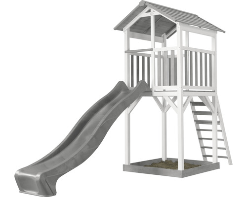 Spielturm axi Beach Tower - graue Rutsche Holz grau weiß-0