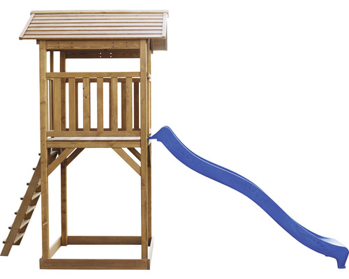 Tour de jeu en bois avec toboggan et échelle