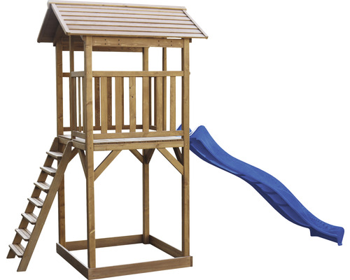 Tour de jeu en bois avec toboggan et échelle