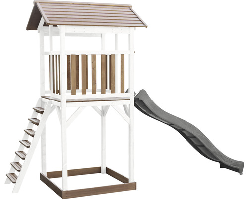 Tour de jeu en bois avec toboggan et échelle