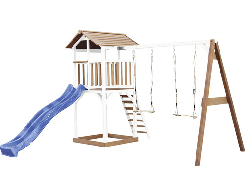 Aire de jeux avec toboggan, tour et balançoire