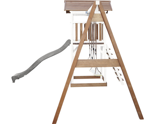 Tour de jeux en bois avec toboggan et balançoire pour le jardin