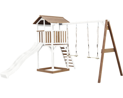 Spielturm mit Rutsche und Schaukel für den Garten