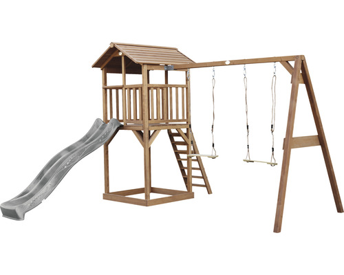 Spielturm mit Rutsche und Schaukel für den Garten