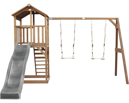Spielturm mit Rutsche und Schaukel für den Garten