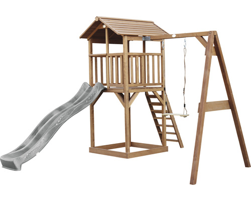 Spielturm mit Rutsche und Schaukel für den Garten