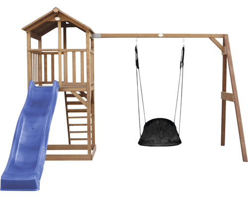 Spielturm mit Rutsche und Schaukel für den Garten