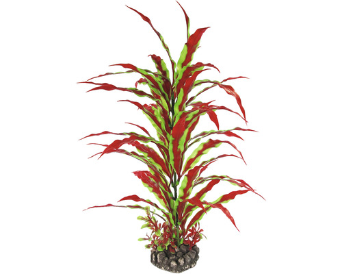 ORBIT Kunststoff-Wasserpflanze X-Large Nr. 34 42 cm rot Dekorative Aquarium-Kunstpflanze mit rot-grünen Blättern und Steinfuß