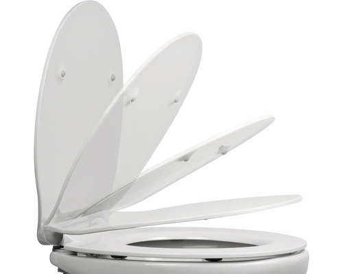 Abattant de WC avec différents angles d''ouverture.