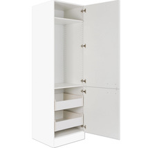 Armoire haute blanche avec étagères et tiroirs