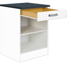 Küchenunterschrank mit Schublade, offenem Regal und Arbeitsplatte