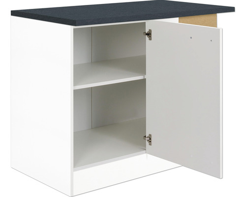 Optifit Eckunterschrank Salo214 BxTxH 100x60x84,8 cm weiss matt zerlegt Anschlag reversibel (links oder rechts montierbar)