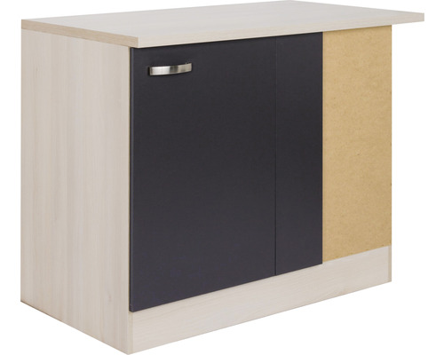 Optifit Eckunterschrank Porto220 BxTxH 100x60x84,8 cm anthrazit matt zerlegt Anschlag reversibel (links oder rechts montierbar)