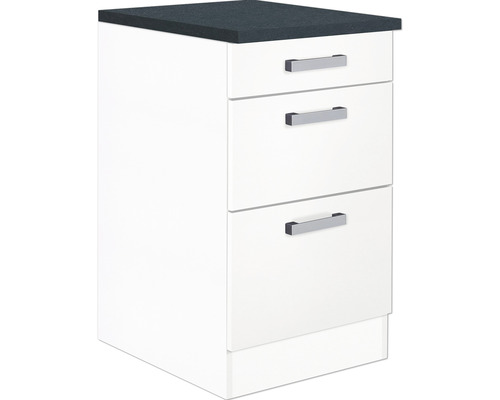 Meuble bas de cuisine avec trois tiroirs et plan de travail