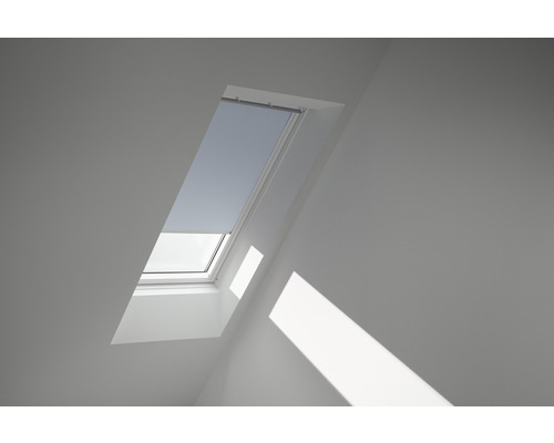 VELUX Verdunkelungsrollo uni himmelblau manuell Rahmen weiß DKL F08 4576SWL