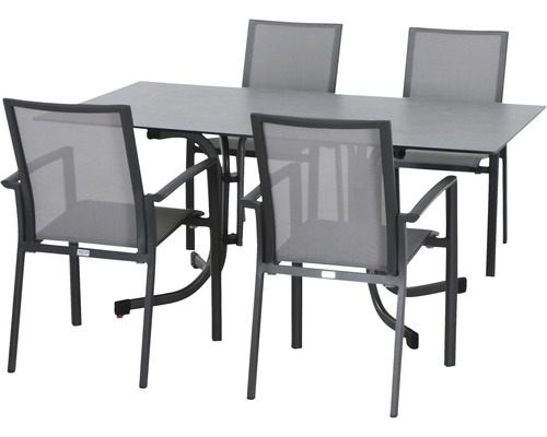 Kit Siena Garden Velia 4 fauteuils + table Sola 160