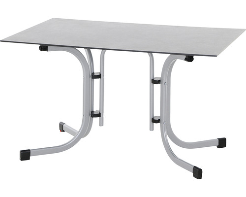 Table de jardin Sola 120x80 cm acier argent rabattable