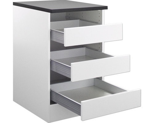 Optifit Schubladenunterschrank Salo214 BxTxH 60x60x84,8 cm weiss matt zerlegt Küchenunterschrank mit drei Auszügen
