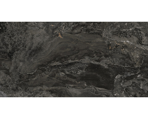 Carrelage sol et mur en grès cérame fin Orobico Dark poli 75.5x151 cm