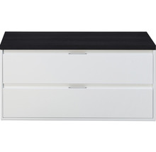 Meuble sous vasque sanox Porto lxhxp 120.2x58.6x50 cm blanc haute brillance avec plan de toilette black oak