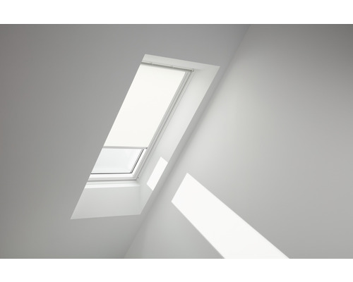 Store tamisant VELUX blanc uni à commande manuelle cadre blanc RFL MK06 1028SWL