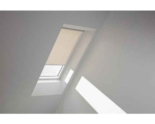 Store tamisant VELUX sable uni à commande manuelle cadre blanc RFL PK10 4155SWL