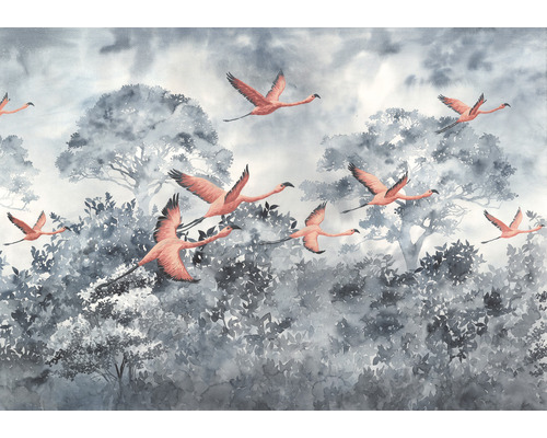 Papier peint panoramique intissé INX8-053 Ink Flamingos in the Sky 8 pces 400 x 280 cm