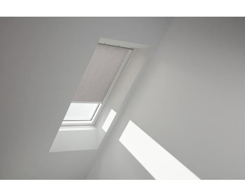 VELUX Sichtschutzrollo grau uni manuell Rahmen weiß RFL P10 4161SWL