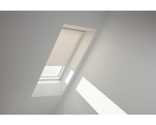 VELUX Sichtschutzrollo hell-taupe uni manuell Rahmen weiß RFL S10 4169SWL