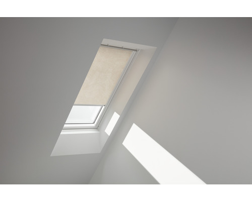 VELUX Sichtschutzrollo sandbeige gepunktet manuell Rahmen aluminium RFL PK10 4171S